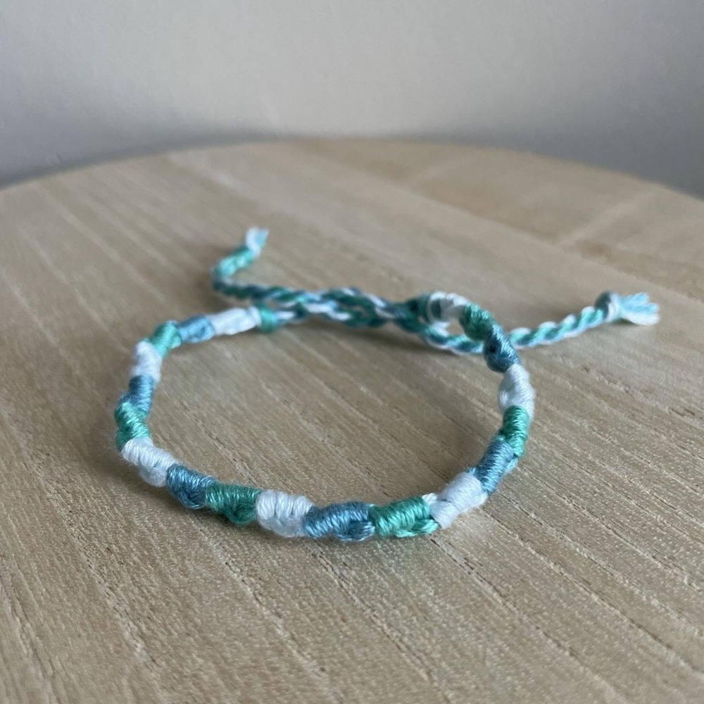 Aizah Woven Friendship Bracelet OS Blue Green Women Handmade Cotton Tie